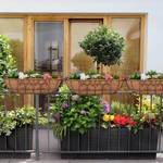 Bac à fleurs pour balcon en lot de 3 Marron - Métal - Fibres naturelles - 76 x 21 x 22 cm