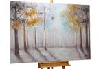 Tableau peint Réveil de bonne heure Marron - Gris - Bois massif - Textile - 150 x 100 x 4 cm