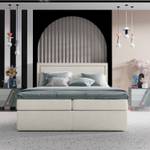 Premium Boxspringbett Jodan Stoff Megan Ecru - Breite: 202 cm