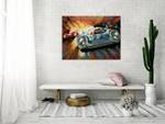 Metallbild Racing Duel Blau - Rot - Metall - 100 x 75 x 6 cm