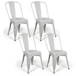 Lot de 4 chaises industriel-vintage Blanc - Bois massif - Bois/Imitation - 52 x 85 x 46 cm