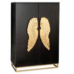 Barschrank ANGEL Schwarz - Gold - Massivholz - 95 x 140 x 45 cm