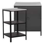 Outdoorset Standregal+Schrank Schwarz - Metall - 80 x 92 x 50 cm