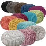 Pouf Ø 55 cm Strickhocker Sitzpouf Braun