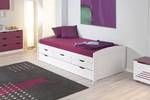Bett mit Schubladen und zweitem unteren Weiß - Holz teilmassiv - 98 x 63 x 205 cm
