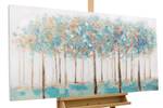 Acrylbild handgemalt Wald der Feen Beige - Türkis - Massivholz - Textil - 120 x 60 x 4 cm
