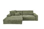 Ecksofa LANA Sofa Cord Recamiere Grün - Ecke davorstehend links