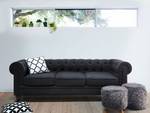 3-Sitzer Sofa CHESTERFIELD Graphit - Grau - Eiche Dunkel - 202 x 70 x 75 cm