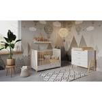 Mitwachsendes Babybett Beige - Massivholz - 66 x 90 x 128 cm