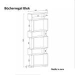 Bücherregal Blok  Weiß Walnuss Weiß - Holzwerkstoff - 60 x 160 x 20 cm