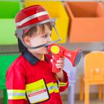 4er Set Feuerwehrhelm für Kinder in Rot Schwarz - Rot - Silber - Kunststoff - Textil - 23 x 25 x 28 cm