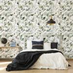 Papier Peint FEUILLES Plantes Nature Noir - Gris - Vert - Blanc - Papier - Textile - 53 x 1000 x 1000 cm