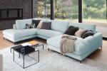 Sofa CARA Wohnlandschaft U-Form Cord Hellblau