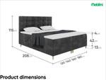 Boxspringbett Dico Schwarz - Breite: 160 cm - H3