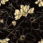 Tapete BLUMEN Pflanzen Glamour Beige - Schwarz - Papier - Textil - 53 x 1000 x 1000 cm