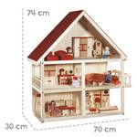 Puppenhaus natur/rot Braun - Holzwerkstoff - 70 x 74 x 30 cm