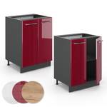 Meuble bas de cuisine Fame-Line 35553 Anthracite - Bordeaux brillant