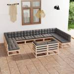 Garten-Lounge-Set (12-teilig) 3009767-2 Grau - Holz