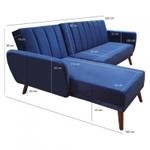Canapé angle gauche convertible velours Bleu - Textile - 222 x 86 x 145 cm