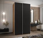 Armoire Lux 1 Noir - Imitation chêne - Argenté - Largeur : 140 cm