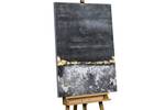 Tableau peint à la main Infinite Horizon Noir - Gris - Bois massif - Textile - 75 x 100 x 4 cm