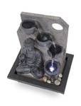 Led Zimmerbrunnen FoBuddha Grau - Kunststoff - 30 x 39 x 23 cm