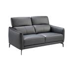 Canapé 2 places en cuir et acier noir Noir - Cuir véritable - Textile - 157 x 94 x 100 cm
