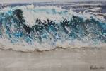 Tableau peint à la main Breaking Waves Bleu - Bois massif - Textile - 120 x 80 x 4 cm