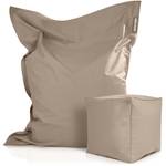 XXL Riesen Sitzsack 140x180cm + Hocker Beige