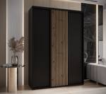 Armoire à portes coulissantes sapporo 1 Noir - Imitation chêne - 170 x 45 cm - 3 portes