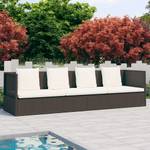 Canapé de jardin avec coussins Marron - Matière plastique - Polyrotin - 60 x 58 x 200 cm