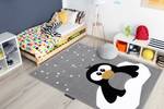 Kinderteppich Petit Penguin Pinguin Grau - Kunststoff - Textil - 80 x 1 x 150 cm