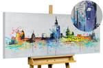 Bild gemalt Warsaw Skyline Silhouette Massivholz - Textil - 120 x 60 x 4 cm
