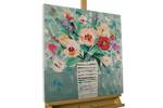 Acrylbild handgemalt Bouquet der Freude Blau - Massivholz - Textil - 60 x 60 x 4 cm