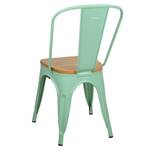 Lot de 4 chaises industriel assise bois Vert - Bois massif - Bois/Imitation - 52 x 85 x 46 cm