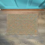 Kokos Fußmatte mit geometrischem Muster Braun - Türkis - Naturfaser - Kunststoff - 60 x 2 x 40 cm