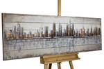 Tableau en bois Next Stop: USA Beige - Gris - En partie en bois massif - 150 x 50 x 5 cm