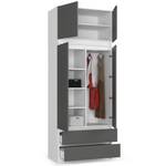 Kleiderschrank S90 2T 2S CLP Graphit - Grau - Weiß