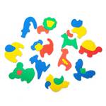 Puzzlematte für Babys - Safari Tiere Blau - Grün - Rot - Gelb