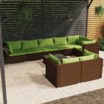 Salon de jardin (lot de 9) 3013637-7 Marron - Vert - Métal - Polyrotin - 60 x 30 x 60 cm