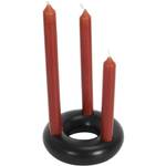 Support 3 bougies en céramique rond Noir - Céramique - 15 x 5 x 15 cm