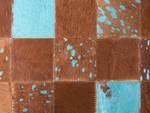 Tapis patchwork ALIAGA Bleu - Marron - Turquoise - Cuir véritable - 150 x 80 x 80 cm