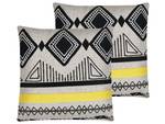 Coussin décoratif TAXUS Beige - Noir - Jaune - Textile - 45 x 6 x 45 cm