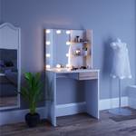 Coiffeuse Dekos blanc avec banc et LED Blanc - 75 x 40 cm