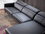 Chaiselongue-Sofa schwarzem Rindsleder Schwarz - Echtleder - Textil - 283 x 94 x 174 cm