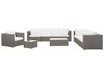 Lounge Set MAESTRO 8-tlg Grau - Weiß - Polyrattan - 282 x 70 x 90 cm