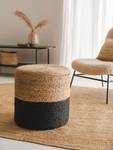 Pouf en jute Jutta Beige - Noir