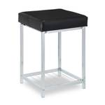 Tabouret rembourré avec étagère Noir - Argenté - Métal - Matière plastique - 33 x 47 x 33 cm