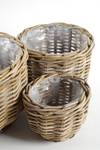 3tlg. Set Blumentopf RATPLANTTRIO Grau - Rattan - 31 x 23 x 31 cm