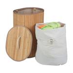 Bambus Wäschekorb oval Cremeweiß - Hellbraun